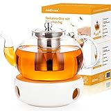 AdelDream Glas Teekanne mit Infuser, Teekanne Glas Teekessel mit Herd safe,...