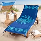 Delindo Lifestyle® Frottee Bezug für Gartenliege TROPICAL SUN BLUE, Schonbezug...