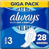 Always Ultra Binden Damen Gr. 3, Day & Night (28 Damenbinden mit Flügeln) Giga...