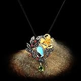 OBCPD Stil 925 Silber Damen Anhänger Halskette Mondstein Blume Halskette Damen Kette...
