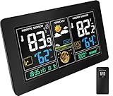 Funk Wetterstation | Farbdisplay | Alarm | Wettervohersage | Anzeige der Innen-...