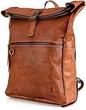 Berliner Bags Vintage Rucksack Utrecht XL aus Leder, Fahrradrucksack mit Laptopfach für...