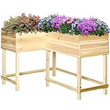 Outsunny Hochbeet Holz Pflanzkasten mit Bewässerungssystem Vliesstoff Blumenkasten...