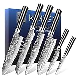 KIMZEN® 6er Damastmesser Set | Masters Edition | Japanisches Messerset aus 67 Lagen...