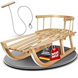 Kinderschlitten 90 cm mit Rückenlehne - Holzschlitten aus massivem Buchenholz -...