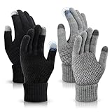 TAGVO 2 Paar Frauen Winter Strickhandschuhe,Paar Warme Handschuhe,Touchscreen Dünne...