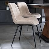 Home Deluxe - Polsterstuhl IKALO 4er Set - Farbe: Cord Creme - weiche...