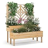 RELAX4LIFE Blumenkasten mit Rankgitter, 2 Etagen Hochbeet mit Spalier,...