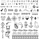 COLOFALLA 3 Blätter 90+ Temporäre Tattoos - 2 Wochen Schriftzug zum Aufkleben,...