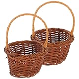 Angoily 2 Stück Kleiner Blumenkörbe aus Natürlichem Rattan Kleine Geflochtene Handkorb...