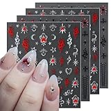 JMEOWIO Nagelsticker Mond Stern 10 Blatt Nail Art Sticker Selbstklebend Nagelaufkleber...