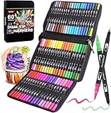Lyuvie Filzstifte Set, 60 Farben Pinselstifte Aquarell Brush Pen Set für Kinder, 2 mm und...