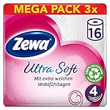 Zewa ultra soft Toilettenpapier, extra weiches WC-Papier 4-lagig mit zuverlässiger...