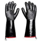 JUJNE Grillhandschuhe, dick, hitzebeständig, mit S-Haken, Neopren, wasserdicht, 2 Stück