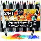 OfficeTree 24+1 Aquarellstifte Pinselstifte mit Wasserstift - Wasserfarben...