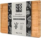 Loco Bird massives Bambus Schneidebrett mit Saftrille - 44,8x30x2 cm großes Holz-Brett...