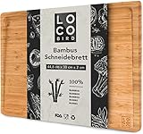 Loco Bird massives Bambus Schneidebrett mit Saftrille - 44,8x30x2 cm großes Holz-Brett...