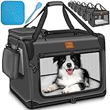 TRESKO® Hundebox faltbar inkl. Leckmatte und Spatel M 61x42x42cm | Transportbox...