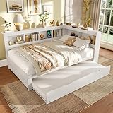 Zenithpath Tagesbett Ausziehbar 140x200cm, Ausziehbett 190x90cm, L-Form Daybett Schlafsofa...