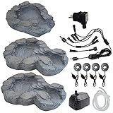 AMUR Quell-Kaskade BACHLAUF QUELLBACH II mit LED, 230V, Wasserkaskade Wasserfall...