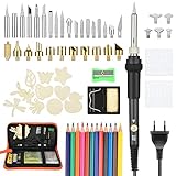 60PCS Brandmalerei Lötkolben Set,60w Holz Gravur Gerät, Buntstifte Für Holz-...
