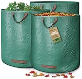 GardenGloss® 3X Gartenabfallsäcke mit Griffen - 272L Hohes Fassungsvermögen -...