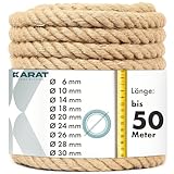 KARAT Juteseil Kletterseil 5m 20mm Dicke Juteschnur, Tau Seil aus 100% Natur...