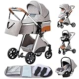 YAZOCO kinderwagen 3 in 1,Kombikinderwagen reisesysteme mit tragbar Wickeltasche...