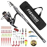 Achort Teleskopangel 1,8m Angelrolle Angelruten-Spule Kombi Set, Angelset Spinnrollen...