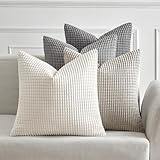 MIULEE Kissenbezug 40x40 4er Set Graue Serie Kissenbezüge Dekorative Kordsamt...