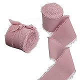 POLAY 3,5 cm x 5 m Chiffon-Seidenband mit ausgefransten Kanten, handgefertigt, zerrissen,...