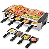 Raclette Grill,Raclette 8 Personen,1200W Grillplatte Tischgrill mit 8...