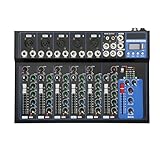 MINRS Bluetooth Audio Mixer 7 Kanal, DJ Mischpult Live Studio mit USB Sound Mixing Console...
