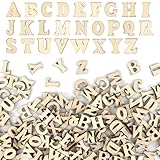 208 Stück Holzbuchstaben, 15mm Buchstaben Holz, Holzbuchstaben zum Basteln, Unbearbeitete...