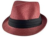 TOP HEADWEAR Triband Strohhut, rot, Einheitsgröße