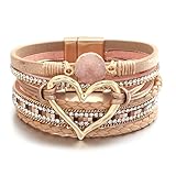 Mezrkuwr glänzende Herz-Leder-Wickelarmbänder, stapelbare Boho-Manschettenarmbänder,...