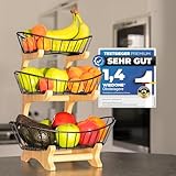 Wiedone Obstkorb Etagere auf 3 Etagen aus Holz, Obstschale, Design Obst Etagere...