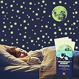 lampox Leuchtsterne Wandsticker 400 Sterne & Mond Leuchtsticker selbstklebend...