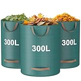 Mokani Gartenabfallsäcke, 300 L x 3 Gartensäcke, strapazierfähig, mit Griffen,...