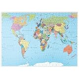 MyPuzzle Farbige Weltkarte - Grenzen, Länder, Straßen und Städte - Premium...