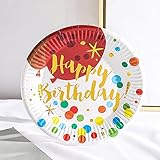 Chickwin Pappteller Bunt, Pappteller Kindergeburtstag, 40 Stück Partygeschirr, Kinder...