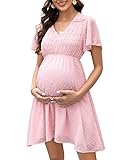 Clearlove Damen Schwangerschaftskleid aus Schweizer Pünktchen-Chiffon mit...