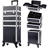 Kosmetikkoffer Trolley 4 in 1 Groß Make Up Koffer Kosmetik Trolley Friseurkoffer...