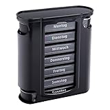 Schramm® Tablettenbox schwarz mit schwarzen Schiebern 7 Tage Pillen Tabletten...