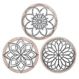 DMYBC 3 Stück Rustikale Wanddeko Runde Bauernhof Wanddekoration Metall mit Holzrahmen...