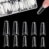 500 Stücke Acryl Künstlich Nagelspitzen Falsche Nagel, Natürliche Nageltips mit Klar...
