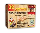 Favorit Öko-Anzündwolle (32 Stück, für Kamin, Ofen oder Grill, aus...