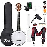Kmise, 4, Banjo-Ukulele, Konzertgröße 58,9 cm (mit Tasche Tuner Strap Strings Pickup)