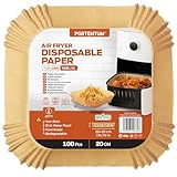 PORTENTUM Backpapier für Heißluftfritteuse 100 Stück BPA-frei, 20-24 cm,...