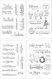 Silikonstempel Weihnachten Deutsch, 4 Blätter Weihnachtsstempel Clear Stamp Weihnachten,...